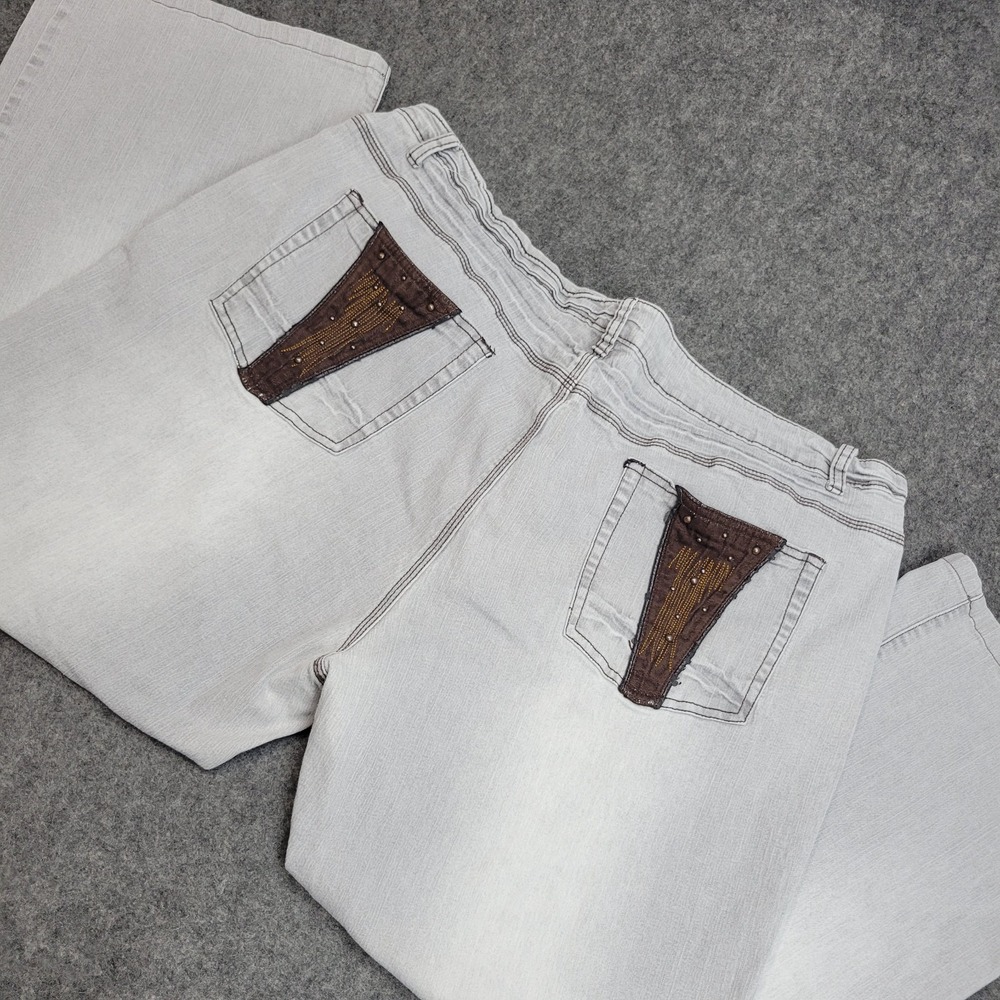 Apollo Jeans Womens 24 Plus Gray Y2K Studded Streetwear Rodeo Wide Leg